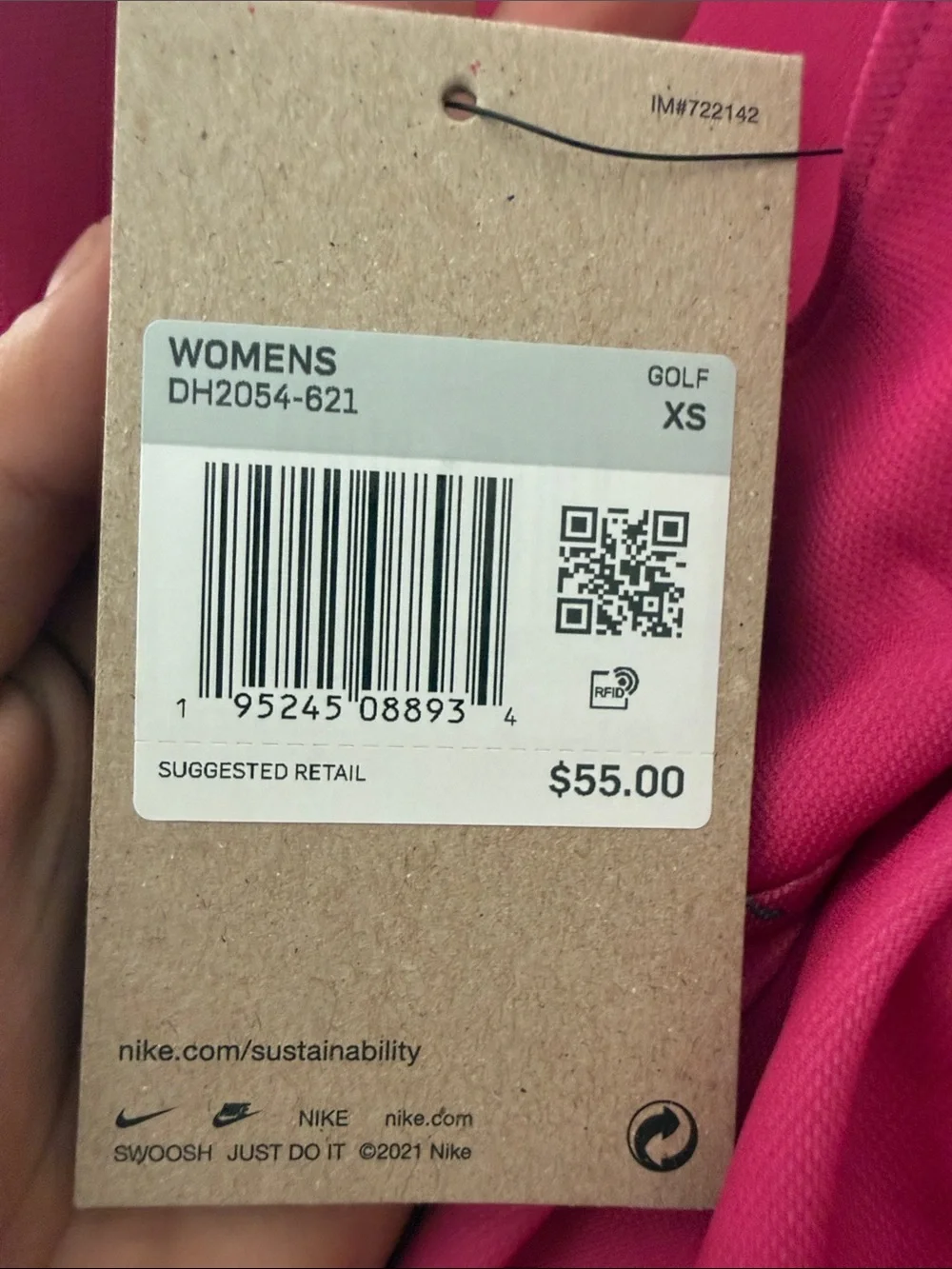 Nike Women’s Bright Pink Short-Sleeve Polo with Heart Dot Print